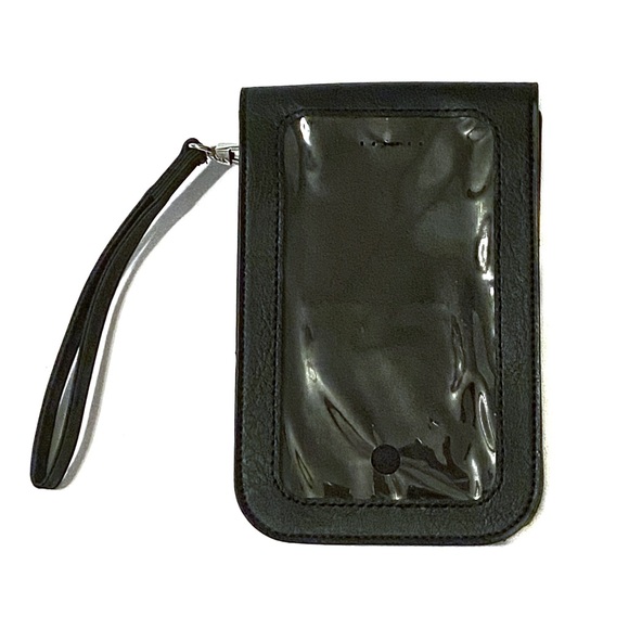 Black Vegan Touch Screen Phone Purse Wristlet Clutch Mini Bag RFID Card Wallet - Picture 4 of 16